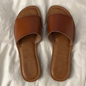 Sandals by Michael. Cognac leather slip on.